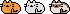 Pixel art of 3 relaxed cats